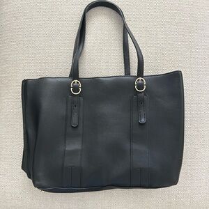 Alfani Black Leather Tote Bag